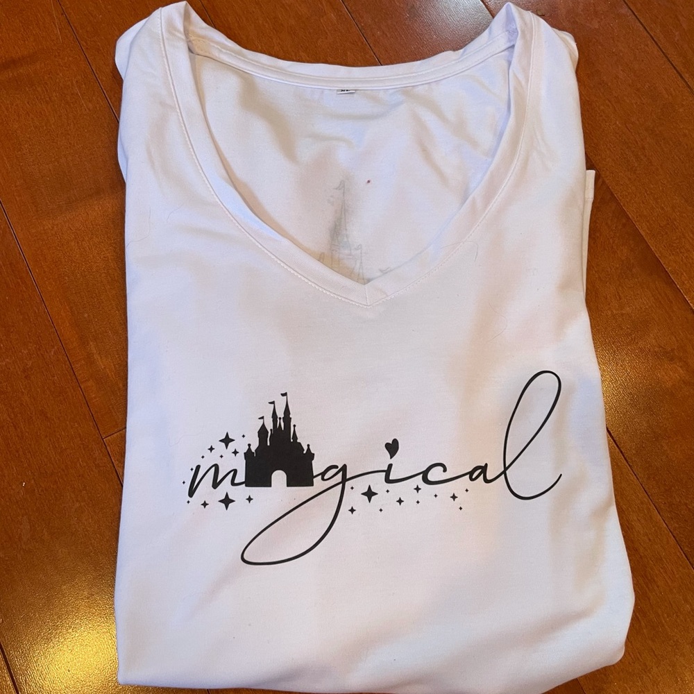 Disney castle v neck t shirt